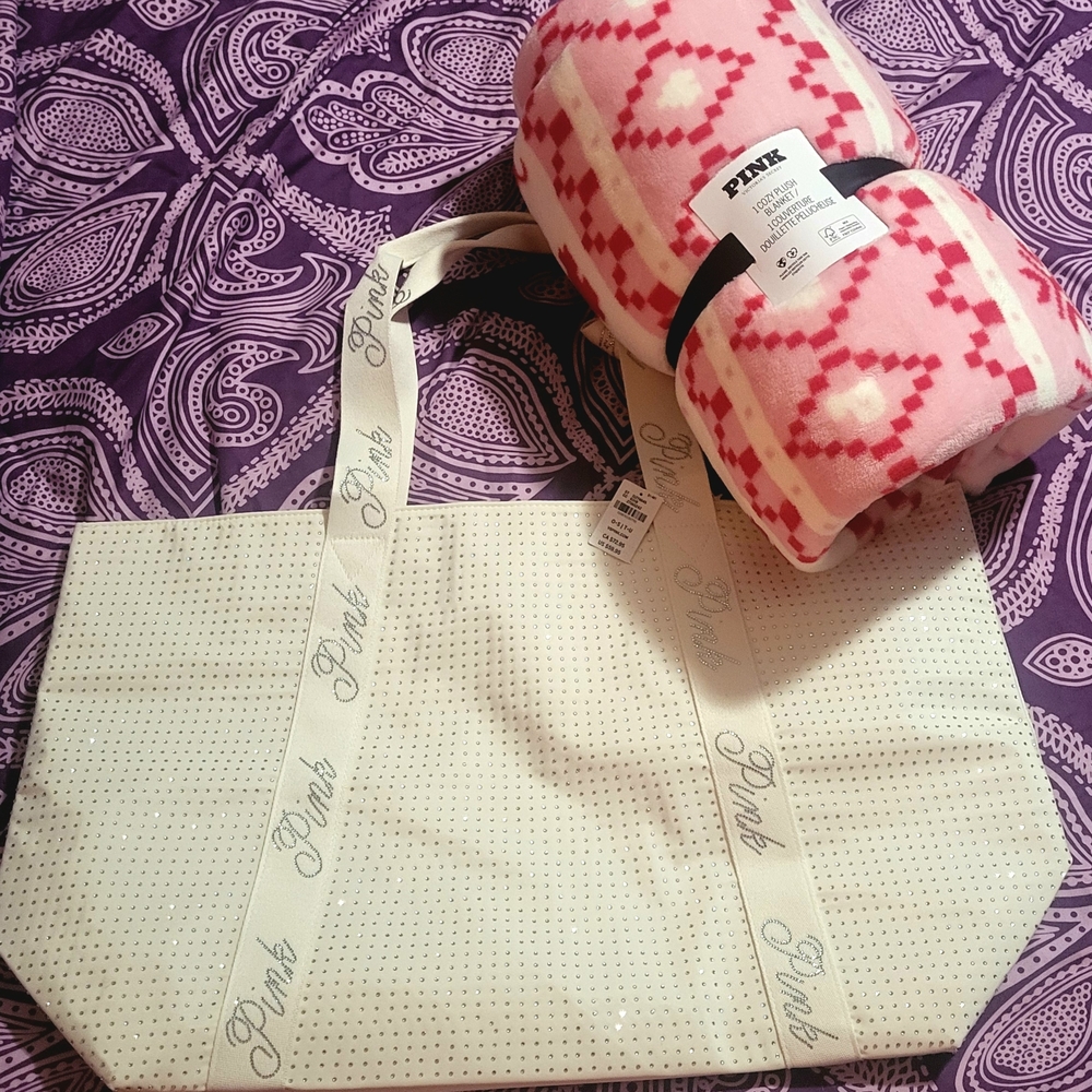 Victoria's Secret Pink Bling Tote & Blanket Black Friday 25 Exclusive